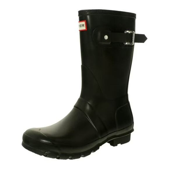 Hunter Short Mid-Calf Rubber Rain Boots - 9 Black - Picture 1 of 3